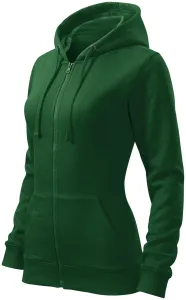 Női pulóver kapucnival, üveg zöld, S #650341