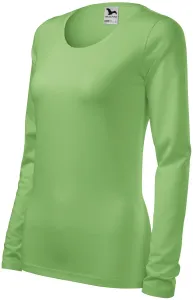 Női testhezálló, hosszú ujjú póló, borsózöld, S #649570
