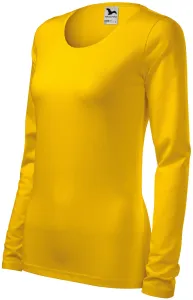 Női testhezálló, hosszú ujjú póló, sárga, M