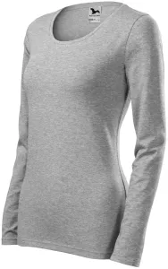 MALFINI Női hosszú újjő póló Slim - Sötétszürke melírozott | XL