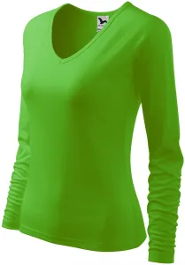 Női testhezálló póló, V-alakú nyakkivágással, alma zöld, M #649411