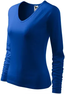 Női testhezálló póló, V-alakú nyakkivágással, királykék, S #649458