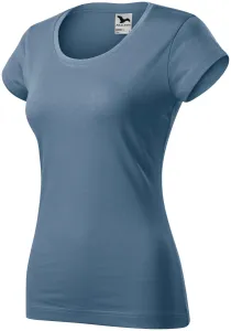 Női vékony póló, kerek nyakkivágással, denim, 2XL #289886