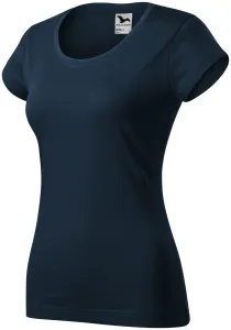 Női vékony póló, kerek nyakkivágással, sötétkék, XS #653485