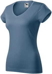 Női vékony póló, V-nyakkivágással, denim, 2XL #289948