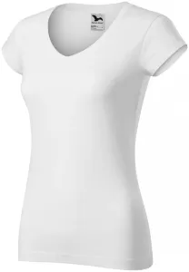 Női vékony póló, V-nyakkivágással, fehér, XL