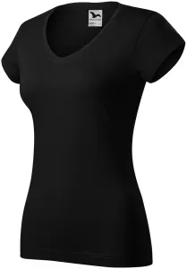 Női vékony póló, V-nyakkivágással, fekete, 2XL