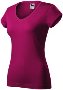 Női vékony póló, V-nyakkivágással, fukszia, M #653577