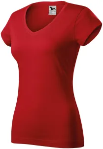 Női vékony póló, V-nyakkivágással, piros, XS