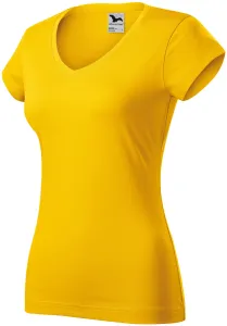 Női vékony póló, V-nyakkivágással, sárga, 2XL