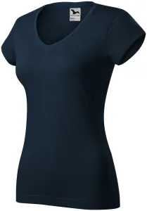 Női vékony póló, V-nyakkivágással, sötétkék, XS #653559