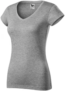 Női vékony póló, V-nyakkivágással, sötétszürke márvány, XS #653541