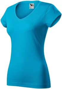 Női vékony póló, V-nyakkivágással, türkiz, S #653554