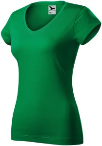 Női vékony póló, V-nyakkivágással, zöld fű, XS #653547