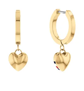 Tommy Hilfiger Modern aranyozott karika fülbevaló medálokkal Hanging Heart 2780665