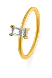 Troli Bájos aranyozott gyűrű átlátszó cirkónium kővel 51 mm