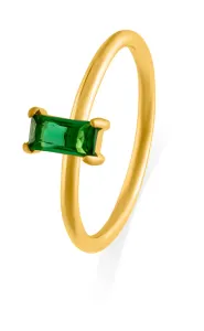 Troli Bájos aranyozott gyűrű zöld cirkónium kővel 51 mm
