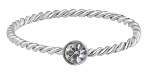 Troli Gyengéd csavart acél gyűrű színtiszta cirkónium kővel Silver 55 mm