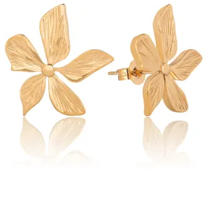 Troli Gyönyörű aranyozott acél fülbevaló Virágok