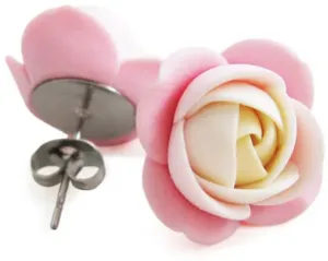 Troli Krémes-rózsaszín fülbevaló kis virágokkal