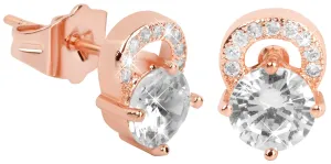Troli Rózsaszín aranyozott csillogó fülbevaló színtiszta kristályokkal