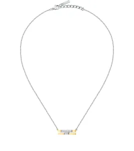 Trussardi Acél bicolor nyaklánc cirkónium kövekkel T-Logo TJAXC06