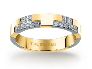 Trussardi Csillogó bicolor acél gyűrű T-Logo TJAXC39 52 mm
