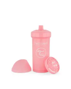 TWISTSHAKE Twistshake palack szívószállal 360 ml 12m+ pastelově růžová