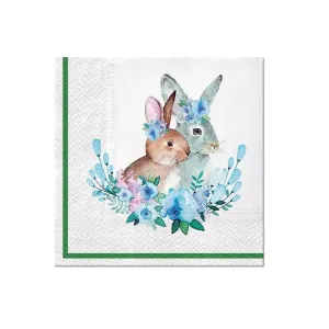 Decoupage szalvéták - Bunnies with Wreaths  - 1db