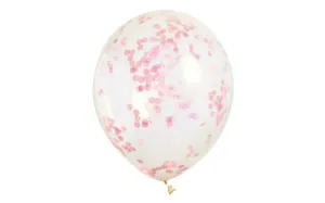 Léggömbök 6 db 30 cm - átlátszó, rózsaszín konfettivel - UNIQUE