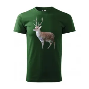 Férfi pamut póló nyomtatással szenvedélyes vadász számára L Zöld