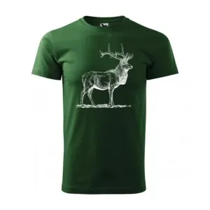 Férfi vadász pamut póló, rövid ujjú nyomtatással L Zöld