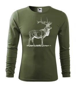 Férfi vadász póló nyomtatással 3XL Katonazöld