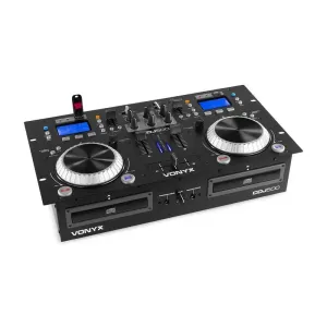 Vonyx CDJ500, DJ munkaállomás, 2 CD lejátszó, BT, 2 x USB port, 2-csatornás keverő