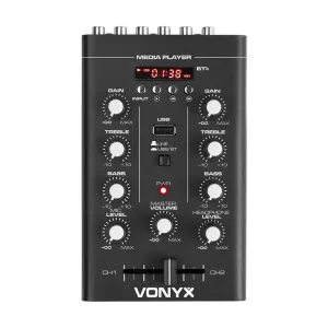 Vonyx STM500BT, 2 csatornás DJ keverőpult, bluetooth, MP3 lejátszó, USB port, fekete