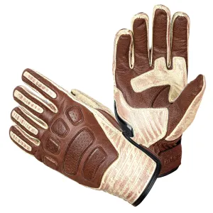 Bőr motoros kesztyű W-TEC Retro Gloves  barna-bézs  XL