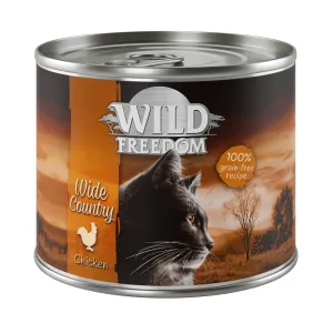 6x200g Wild Freedom dult Wide Country - csirke pur nedves macskatáp 5+1 ingyen akcióban