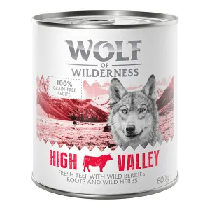6x800g Wolf of Wilderness nedves kutyatáp - High Valley marha