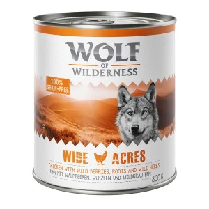 6x800g Wolf of Wilderness nedves kutyatáp-Wide Acres csirke