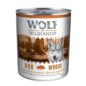 6x800g Wolf of Wilderness Oak Woods kutyatáp - Vaddisznó