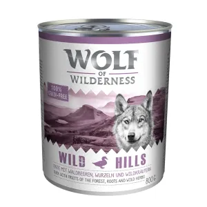 6x800g Wolf of Wilderness Wild Hills kutyatáp - Kacsa