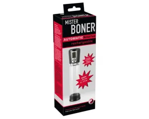 Mister Boner Workout - akkus, automata péniszpumpa (áttetsző-fekete)