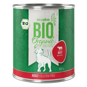 6x800g zooplus Bio gluténmentes bio marha & bio alma nedves kutyatáp